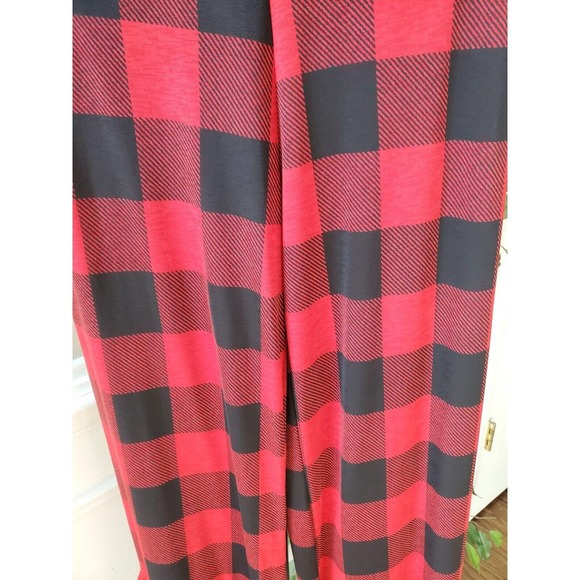 Chic Soul Womens Red Black Check Polyester Casual Elastic Waist Pants Size XL - Picture 3 of 9